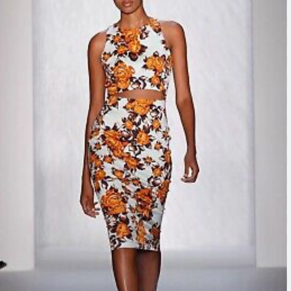 Suno Floral Cutout Silk Dress